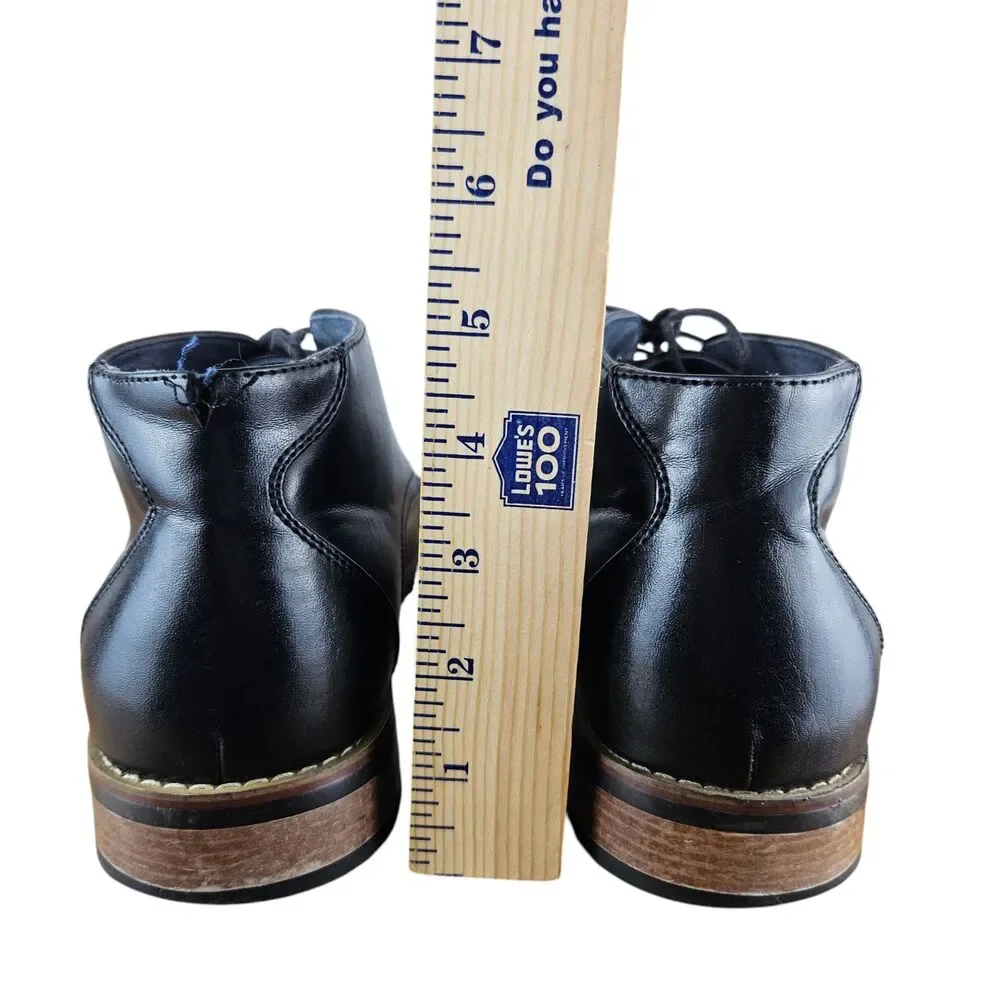 Zriang Mens Black Leather Round Toe Lace-Up Ankle Chukka Boots Size 8 Damaged